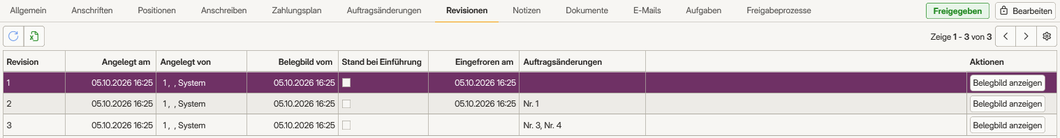 Reiter Revisionen am Auftrag